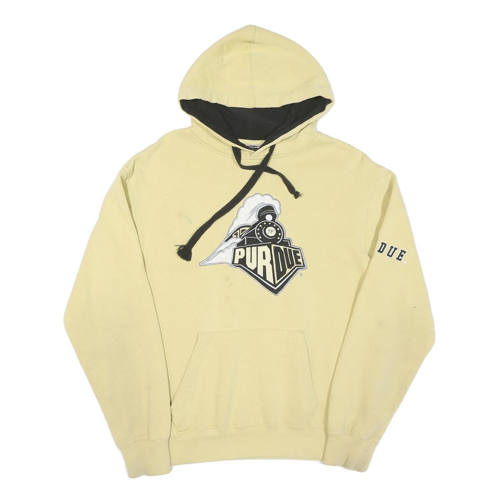 Mens Beige Purdue Pullover S Hoodie Cotton Casual University Logo