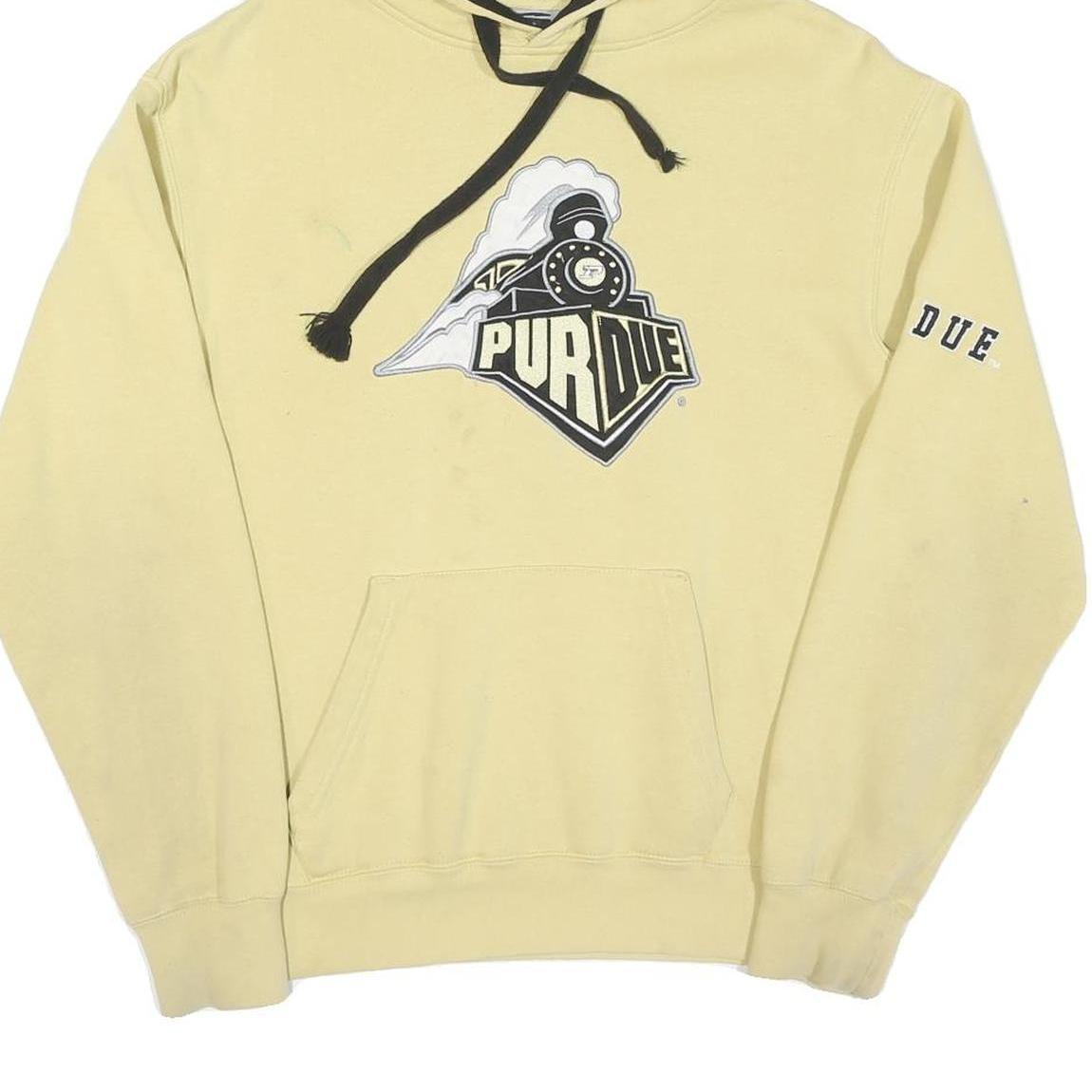 Mens Beige Purdue Pullover S Hoodie Cotton Casual University Logo