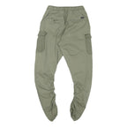 INDICODE Mens Cotton Blend Khaki Slim Cargo Trousers W24 L24 Drawstring Waist