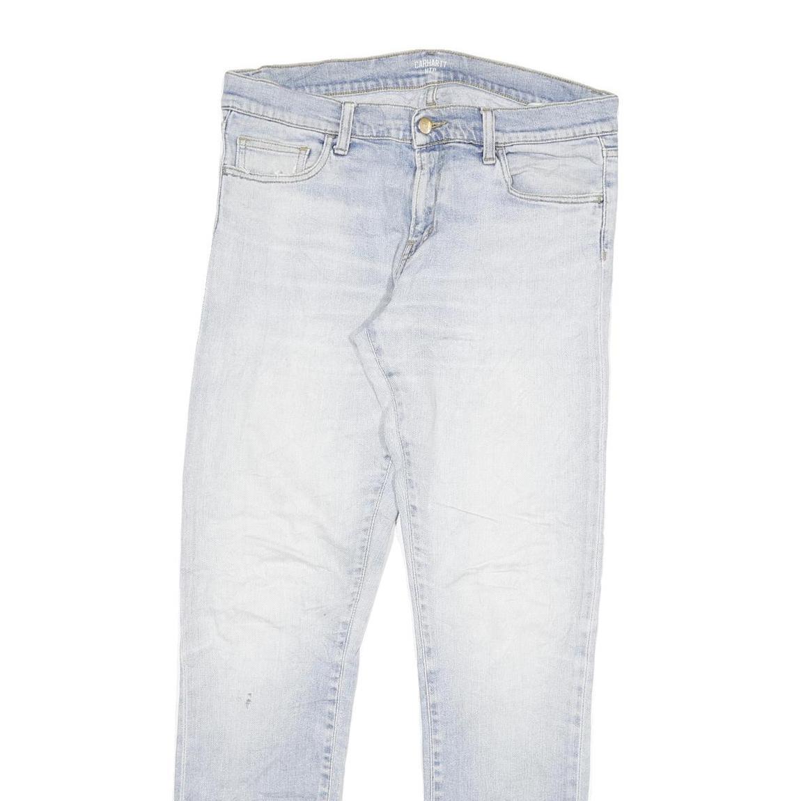 CARHARTT Mens Jeans Blue Regular Slim Denim Light W32 L32 Zip Cotton Blend