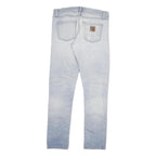 CARHARTT Mens Jeans Blue Regular Slim Denim Light W32 L32 Zip Cotton Blend