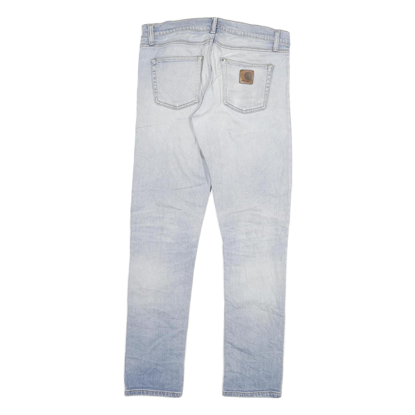 CARHARTT Mens Jeans Blue Regular Slim Denim Light W32 L32 Zip Cotton Blend