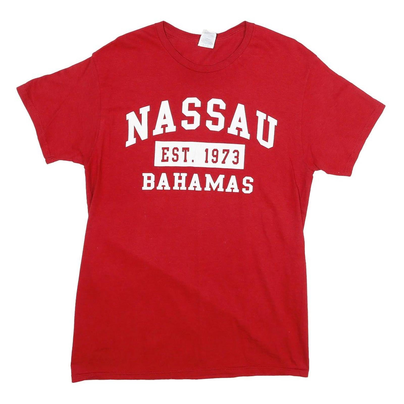 DELTA PRO WEIGHT Mens Red Nassau Bahamas Graphic T-Shirt M Short Sleeve Crew