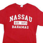 DELTA PRO WEIGHT Mens Red Nassau Bahamas Graphic T-Shirt M Short Sleeve Crew