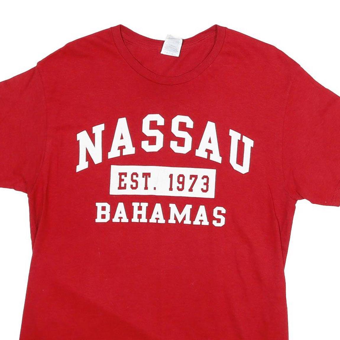 DELTA PRO WEIGHT Mens Red Nassau Bahamas Graphic T-Shirt M Short Sleeve Crew