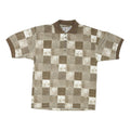 BLUE JEANS Mens Beige & Brown Check Short Sleeve Polo Shirt L Cotton Blend