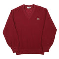 LACOSTE Mens Red Wool Plain V-Neck Basic Knit XXS Jumper Classic Style