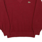 LACOSTE Mens Red Wool Plain V-Neck Basic Knit XXS Jumper Classic Style