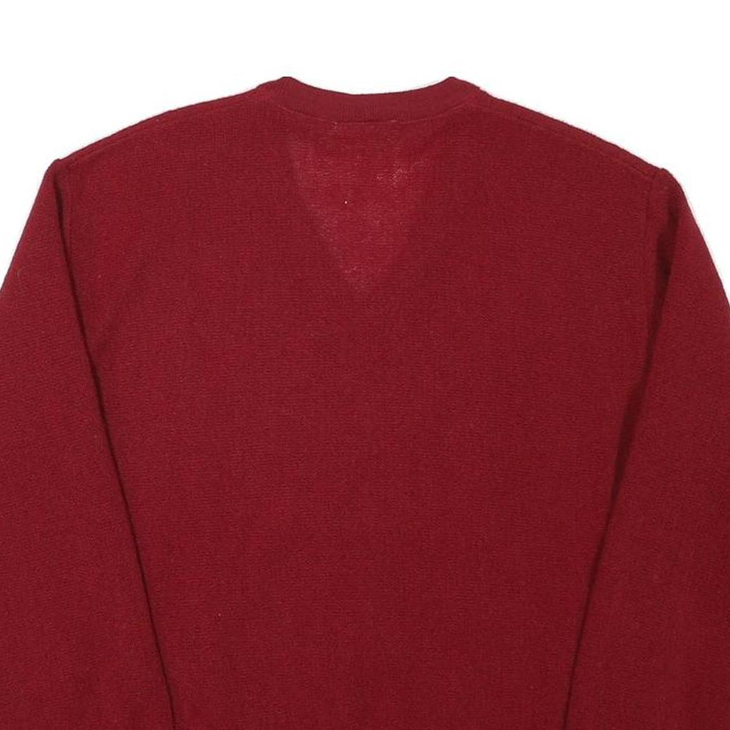 LACOSTE Mens Red Wool Plain V-Neck Basic Knit XXS Jumper Classic Style