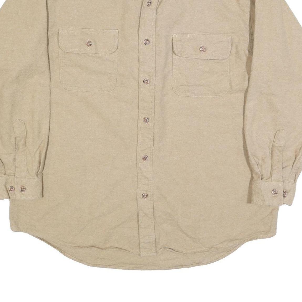 FIELD & STREAM Mens Beige Casual Shirt XL Cotton Blend Button Front Two Pockets