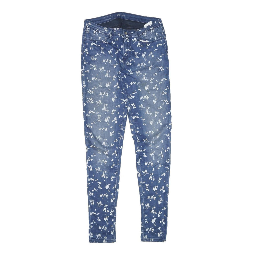 LEVI'S Womens Slim Blue Denim Floral Print Jeans W28 L31 Printed Cotton Blend