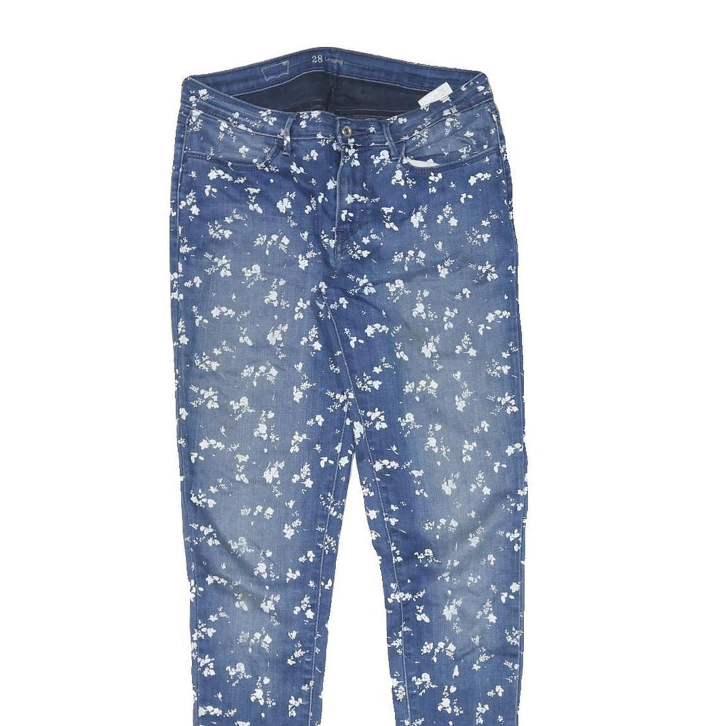 LEVI'S Womens Slim Blue Denim Floral Print Jeans W28 L31 Printed Cotton Blend