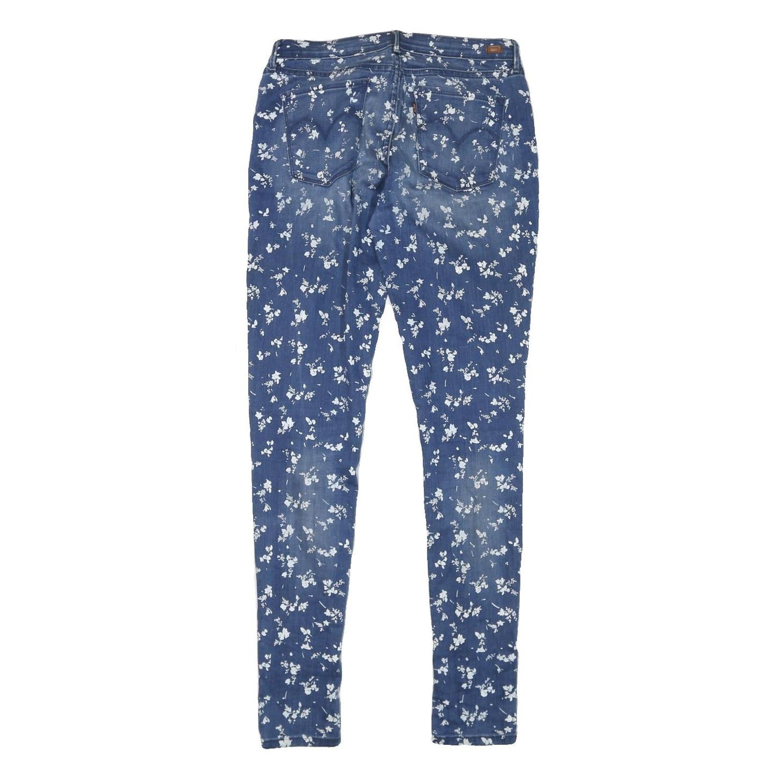 LEVI'S Womens Slim Blue Denim Floral Print Jeans W28 L31 Printed Cotton Blend