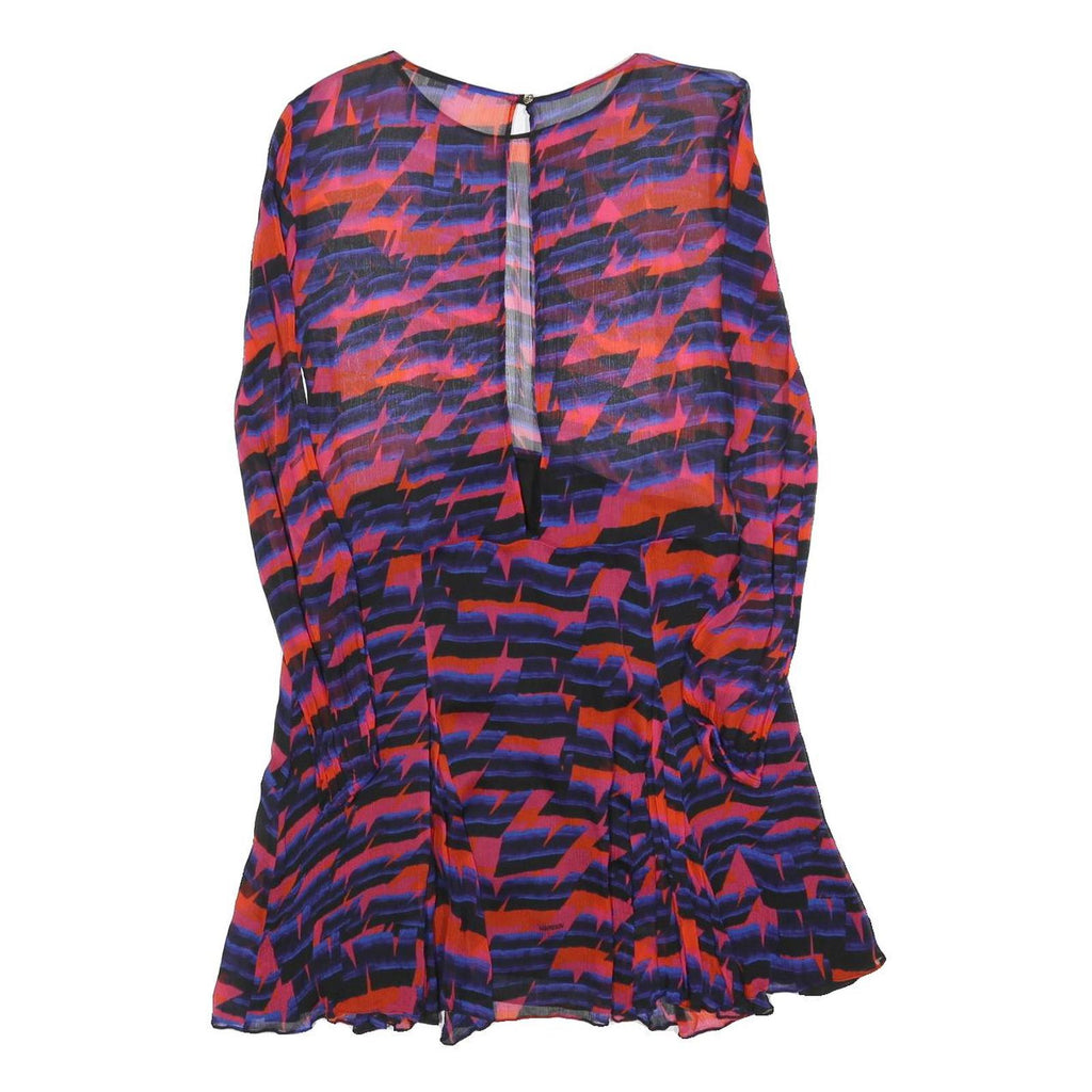 PATRIZIA PEPE Womens Purple & Red Viscose Shift Dress Abstract Pattern Long