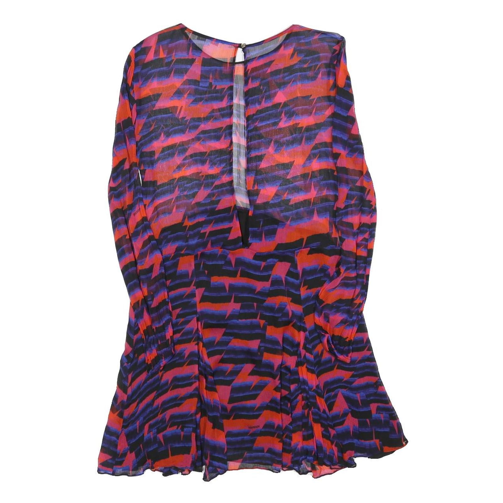 PATRIZIA PEPE Womens Purple & Red Viscose Shift Dress Abstract Pattern Long