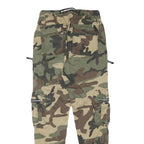 BLACKSQUAD Womens Cotton Blend Green & Brown Camo Relaxed Cargo Trousers W26 L29