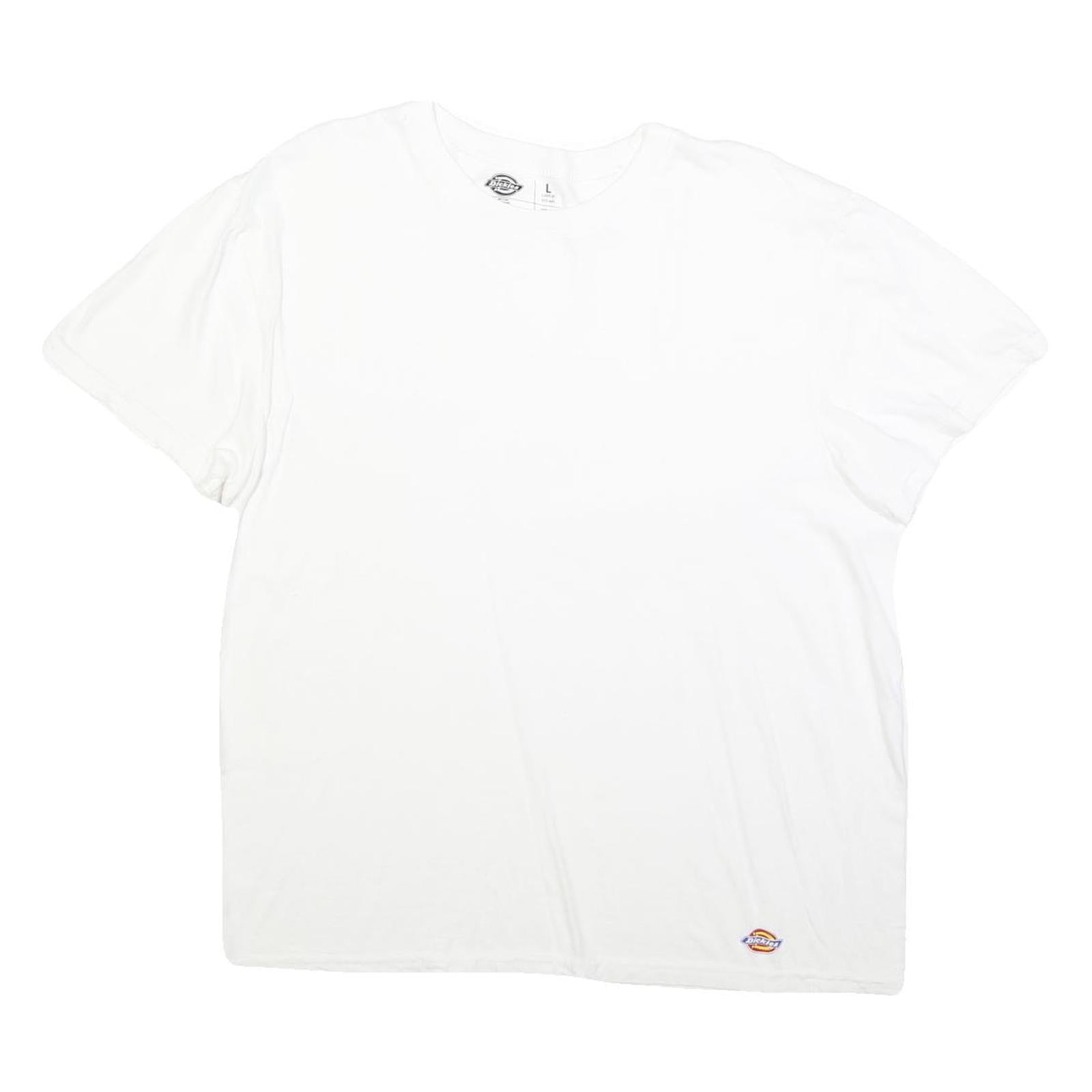 DICKIES Mens White Jersey T-Shirt L Short Sleeve Crew Neck Plain Cotton Blend