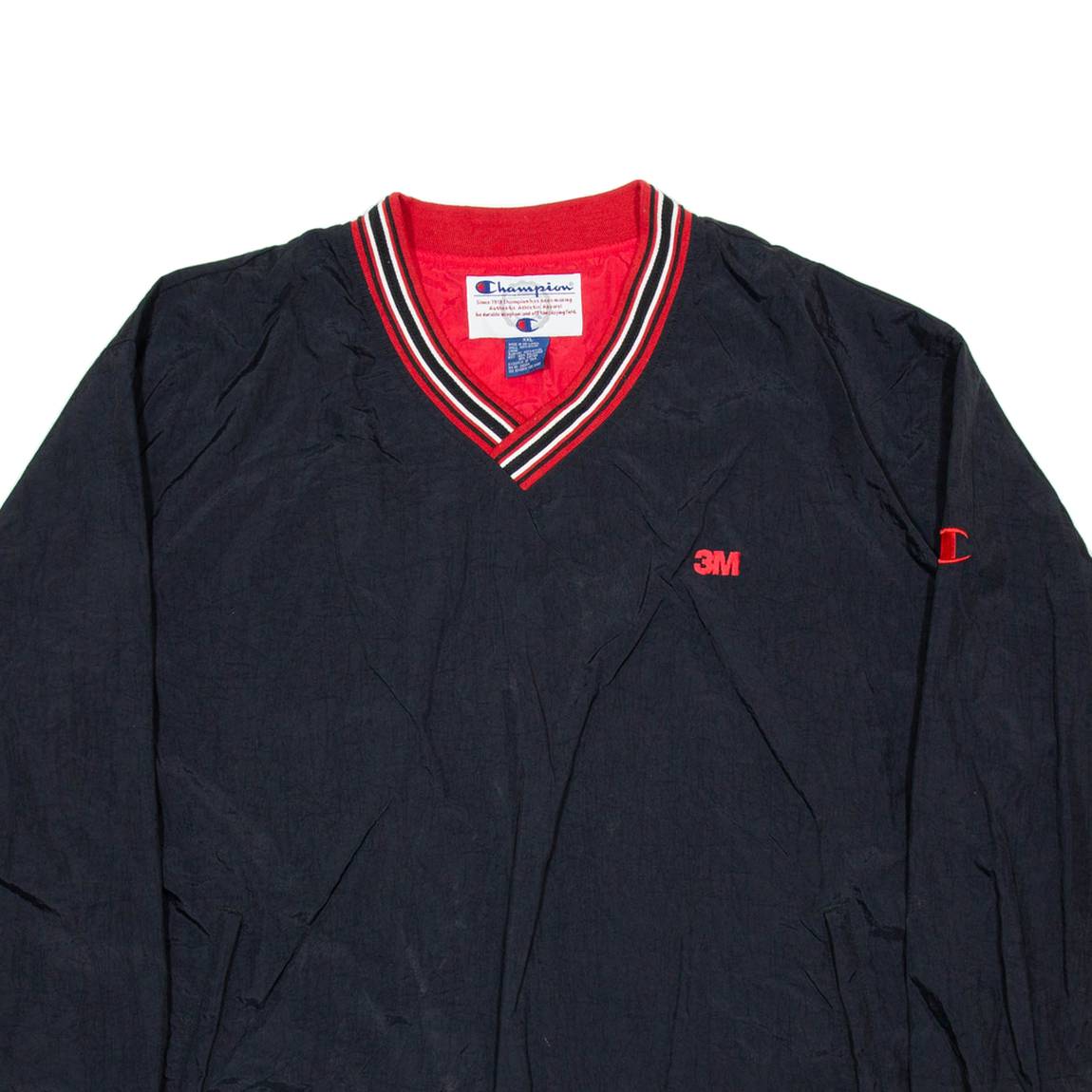 CHAMPION Mens Pullover Jacket Black Nylon 2XL