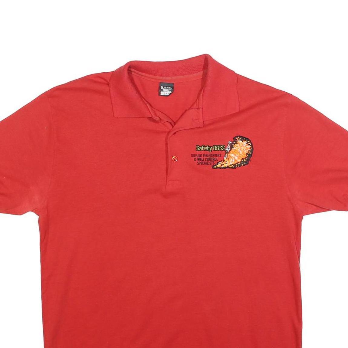 SCREEN STARS Mens Red Short Sleeve Plain M Cotton Blend Polo Shirt Casual