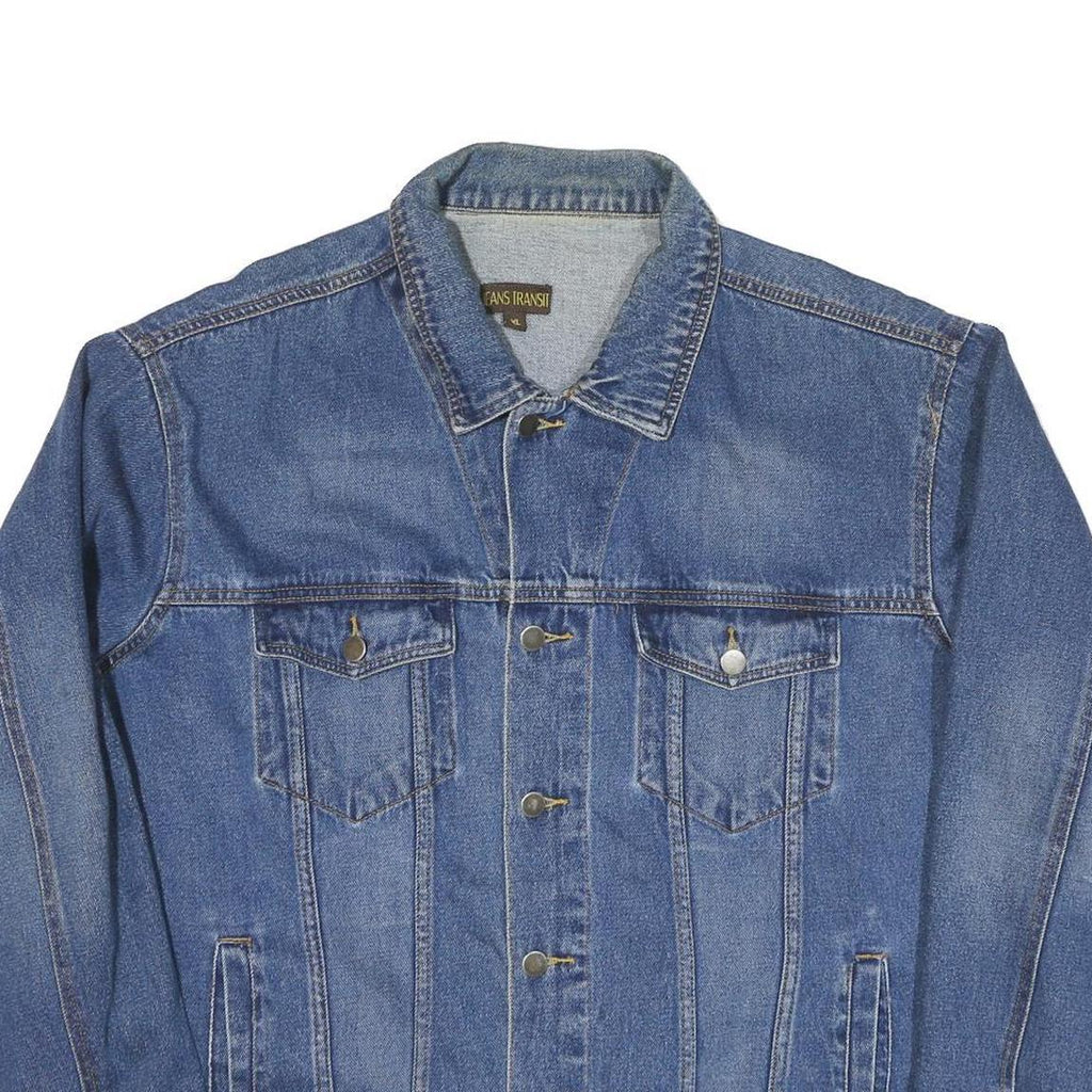 JEAN TRANSIT Mens Blue Denim Jacket XL Cotton Blend Classic Button Closure