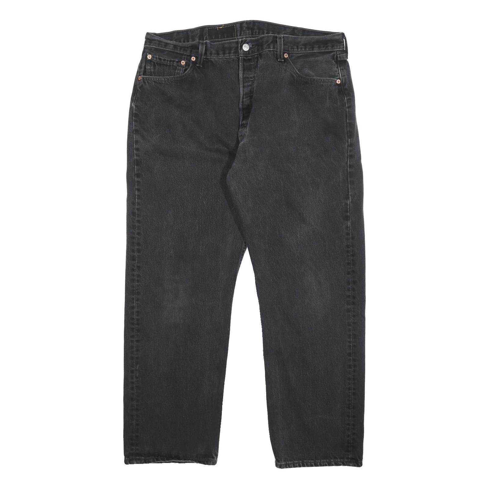 LEVI'S 501 Mens Jeans Black Regular Straight Denim Medium W37 L30 Classic Button