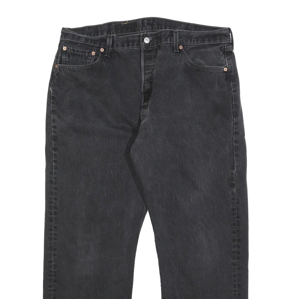 LEVI'S 501 Mens Jeans Black Regular Straight Denim Medium W37 L30 Classic Button