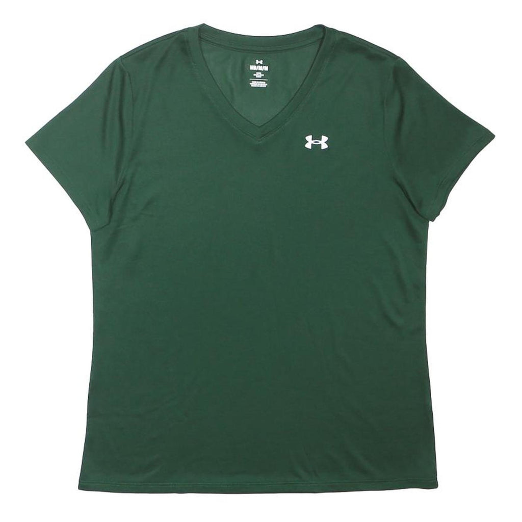 UNDER ARMOUR Womens Green V-Neck Short Sleeve T-Shirt M Performance Activewear