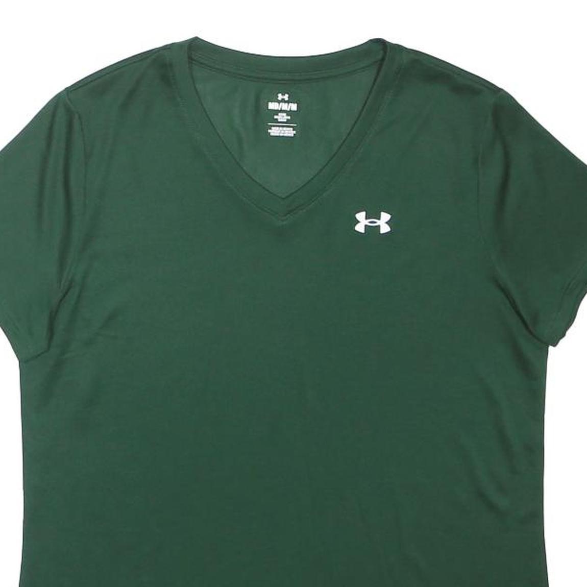 UNDER ARMOUR Womens Green V-Neck Short Sleeve T-Shirt M Performance Activewear