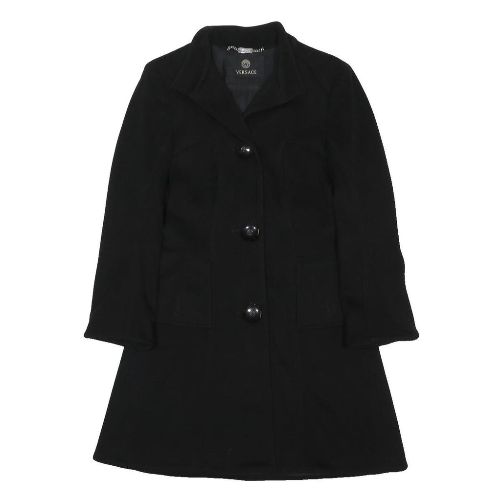 VERSACE Womens Black Wool Button Jacket S Classic Tailored Designer Luxury