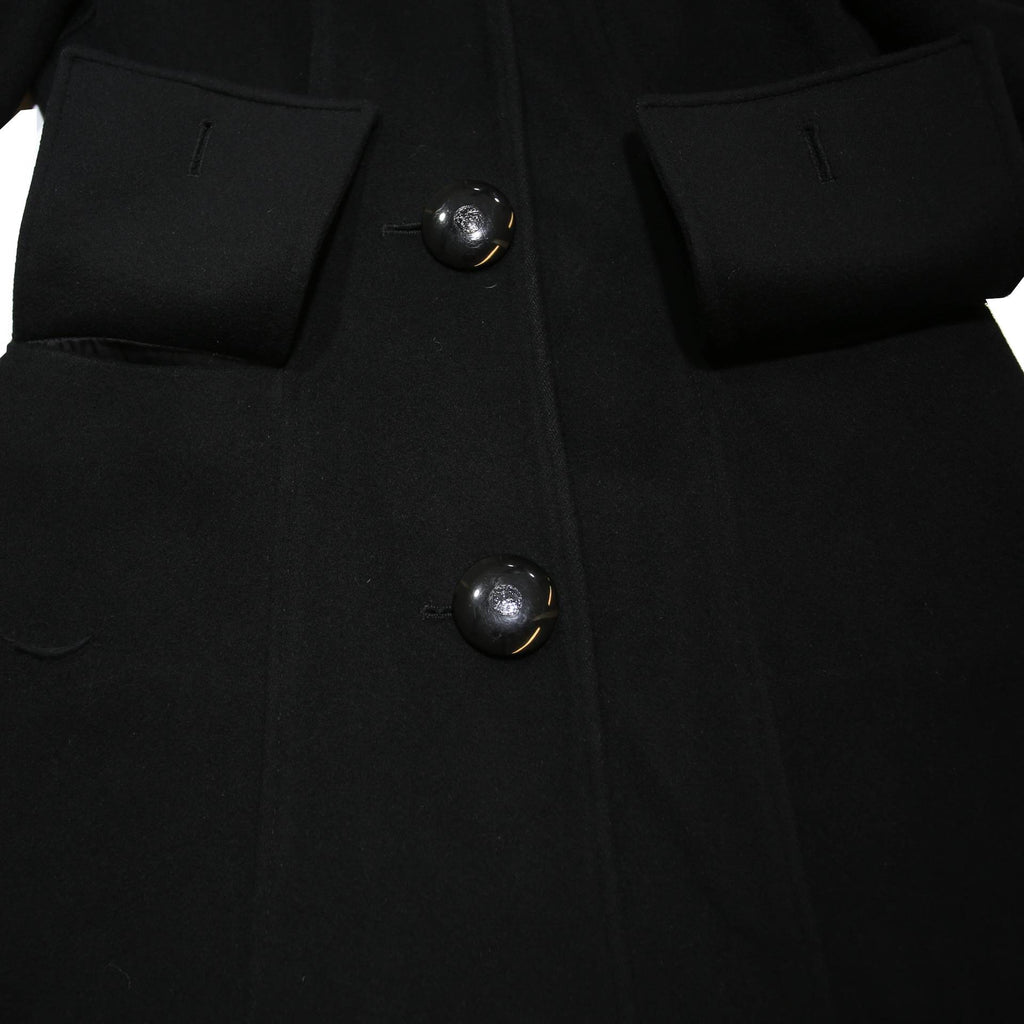 VERSACE Womens Black Wool Button Jacket S Classic Tailored Designer Luxury