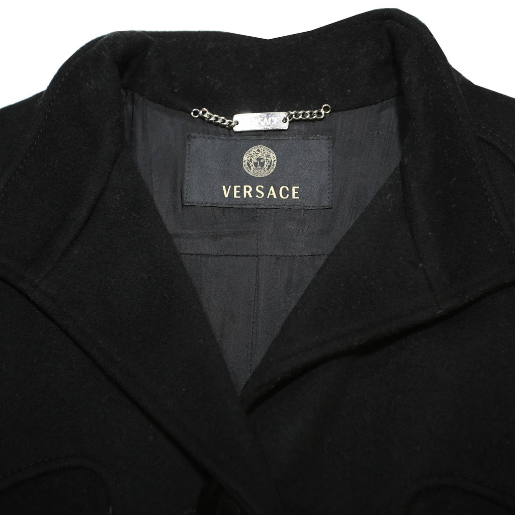 VERSACE Womens Black Wool Button Jacket S Classic Tailored Designer Luxury