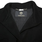 VERSACE Womens Black Wool Button Jacket S Classic Tailored Designer Luxury