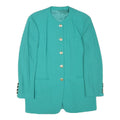 GOLDIX Womens Turquoise Button Jacket M Polyester Blend Plain Elegant Classic