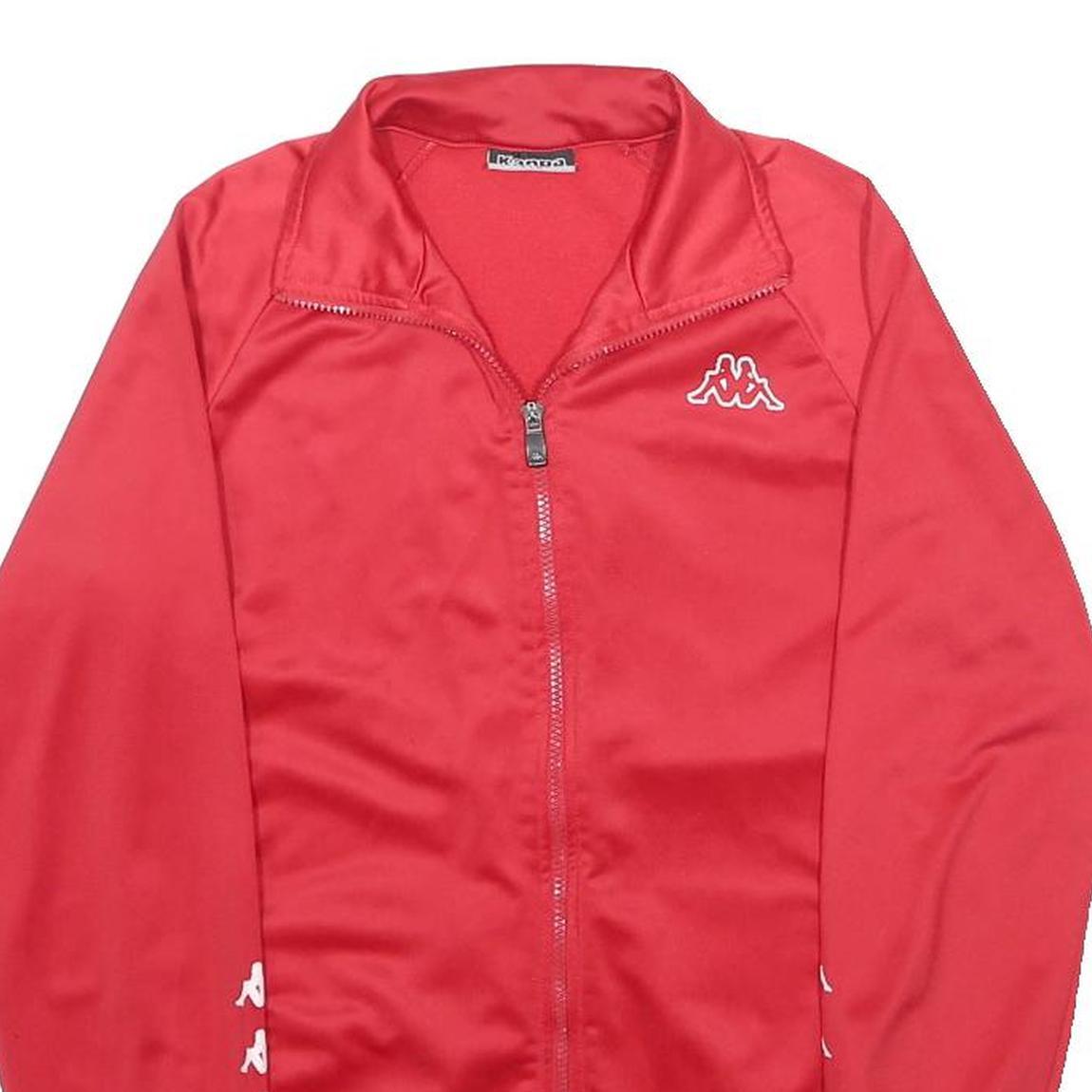 KAPPA Mens Red Athletic Jacket S Polyester Zip Track Logo Sportwear