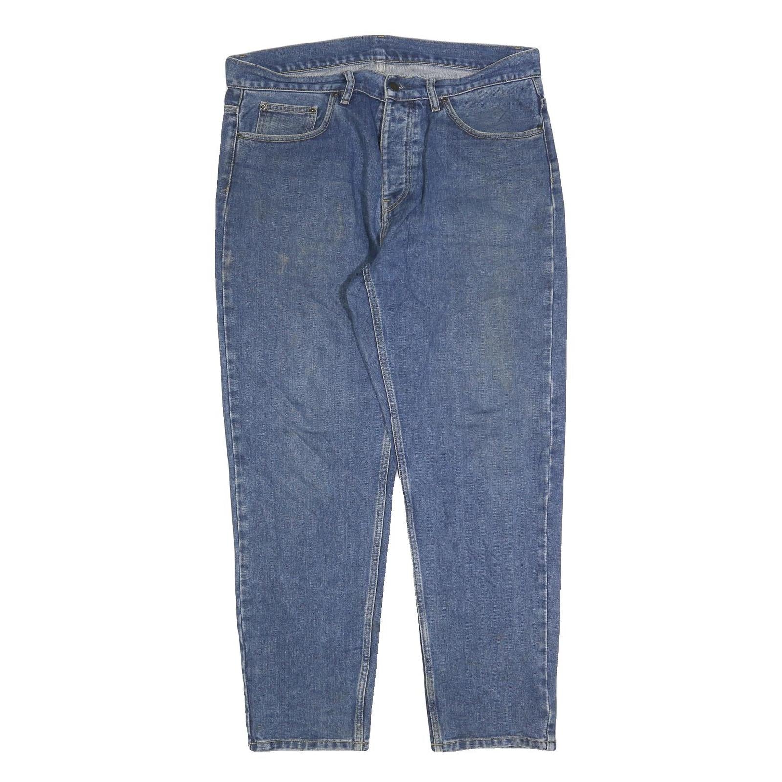 CARHARTT Mens Blue Regular Fit Straight Denim Jeans W34 L30 Workwear Zip Closure