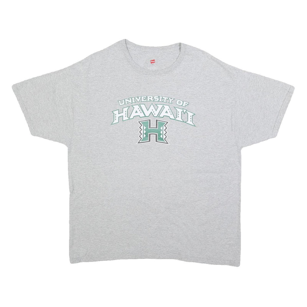 HANES Mens Grey University Of Hawaii Graphic T-Shirt XL Short Sleeve Crew Neck