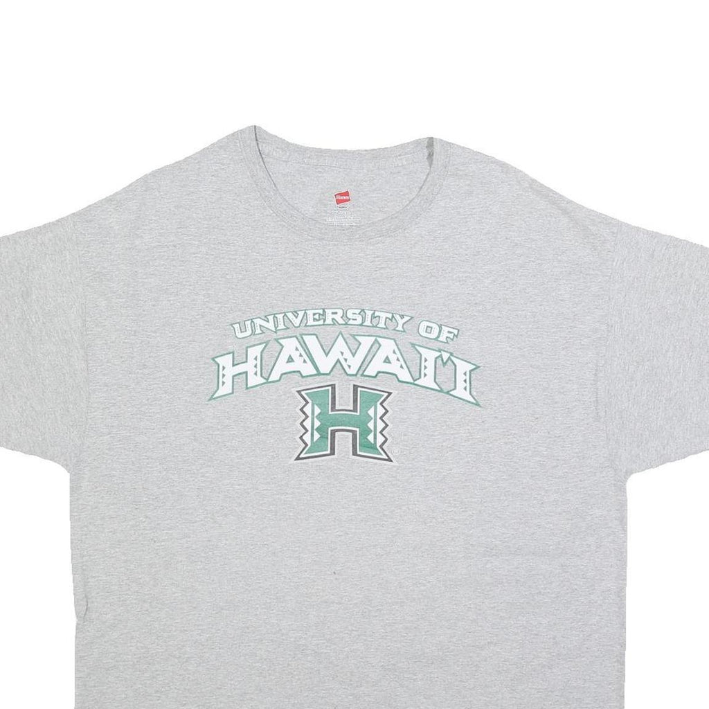 HANES Mens Grey University Of Hawaii Graphic T-Shirt XL Short Sleeve Crew Neck