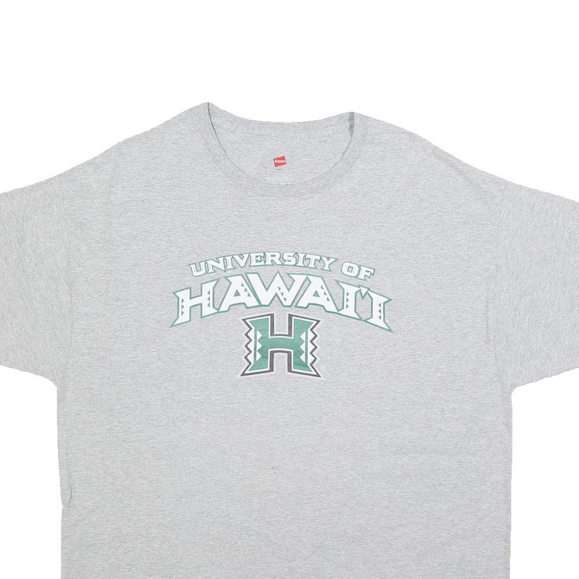 HANES Mens Grey University Of Hawaii Graphic T-Shirt XL Short Sleeve Crew Neck
