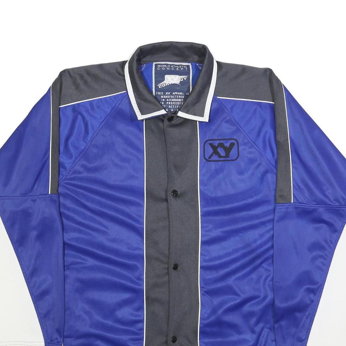 XY COMPANY Mens Blue & Grey Button Jacket 2XL Polyester Blend Sports Style