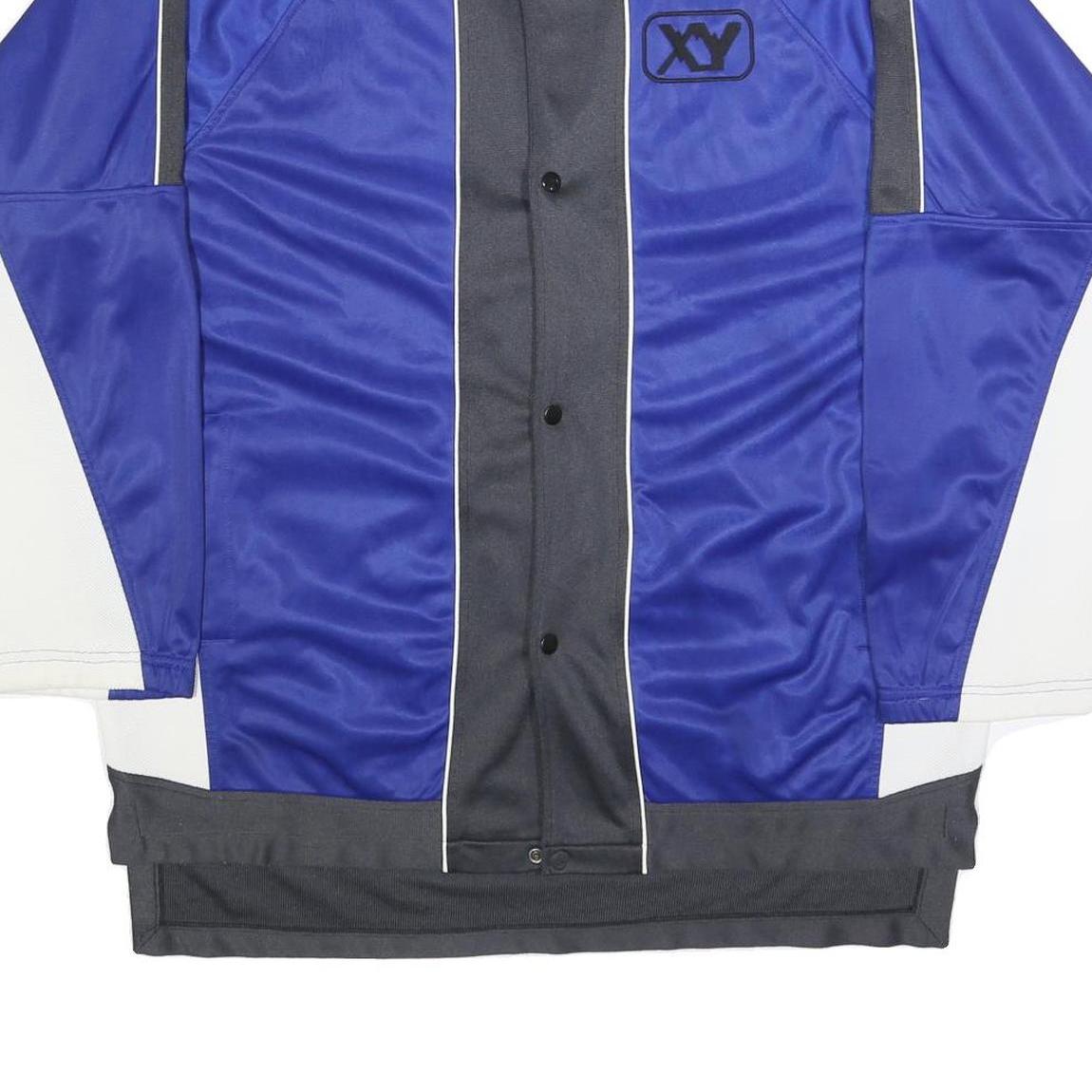 XY COMPANY Mens Blue & Grey Button Jacket 2XL Polyester Blend Sports Style