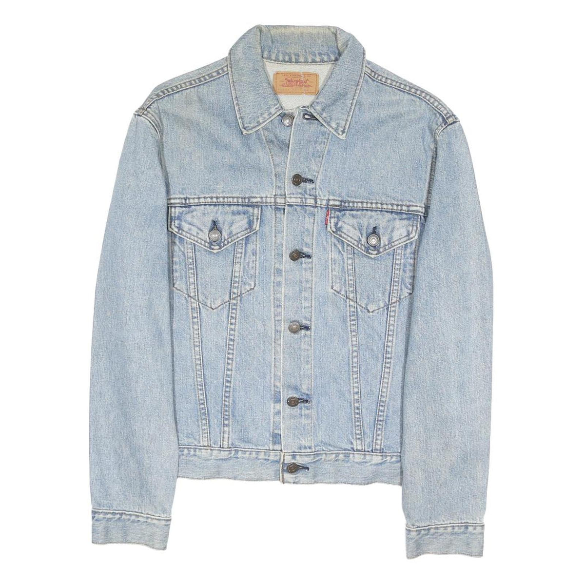LEVI'S Mens Blue Denim Jacket L Cotton Blend Button Closure Classic Fit Casual