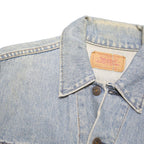 LEVI'S Mens Blue Denim Jacket L Cotton Blend Button Closure Classic Fit Casual