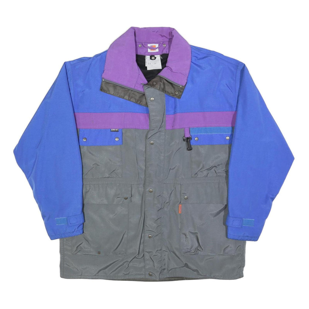 LUTTEURS Mens Blue & Purple & Grey Jacket XL Polyester Blend Zip Colourblock