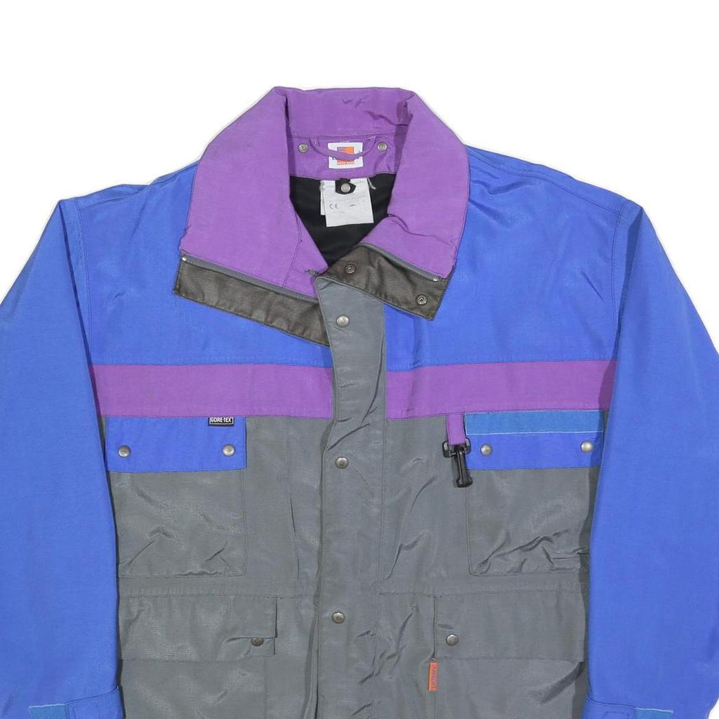 LUTTEURS Mens Blue & Purple & Grey Jacket XL Polyester Blend Zip Colourblock