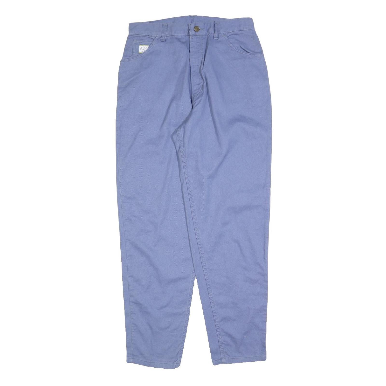 WRANGLER Womens Cotton Blend Blue Regular Fit Straight Leg Trousers W30 L30