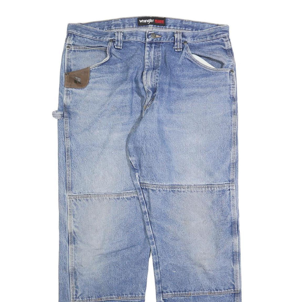 WRANGLER Mens Regular Fit Blue Denim Jeans W38 L33 Durable Workwear Style