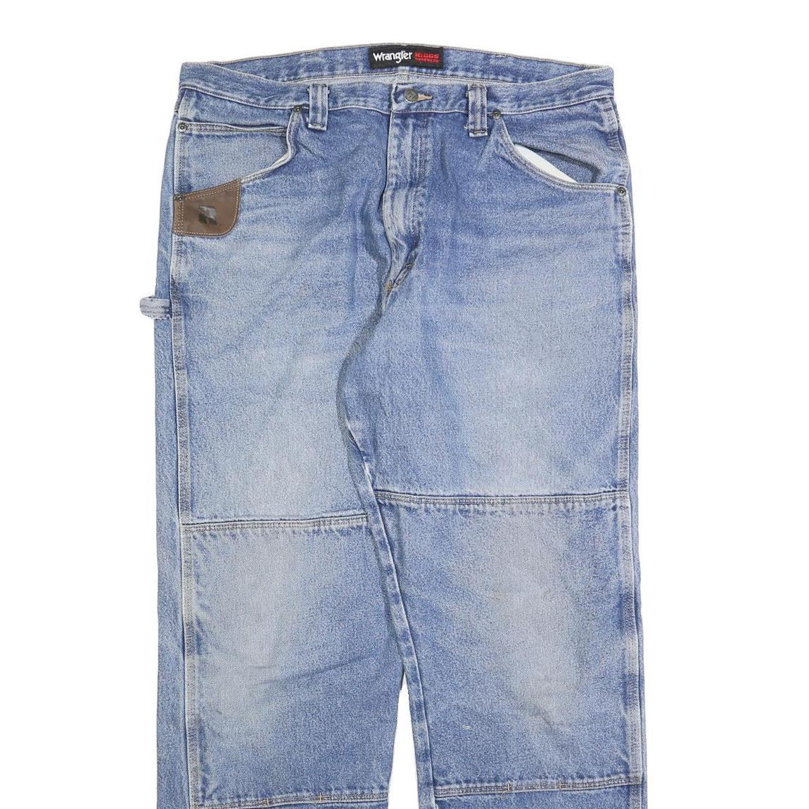 WRANGLER Mens Regular Fit Blue Denim Jeans W38 L33 Durable Workwear Style