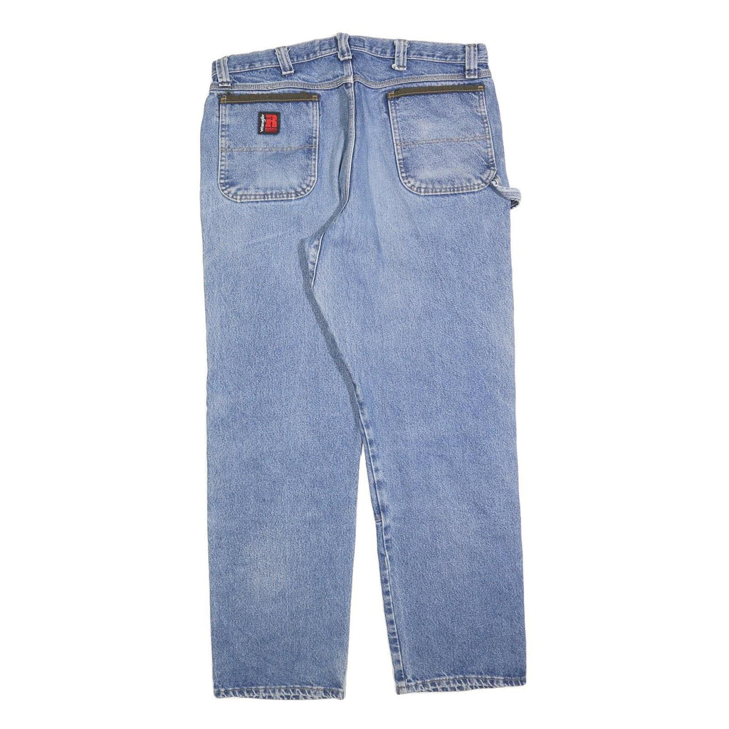 WRANGLER Mens Regular Fit Blue Denim Jeans W38 L33 Durable Workwear Style