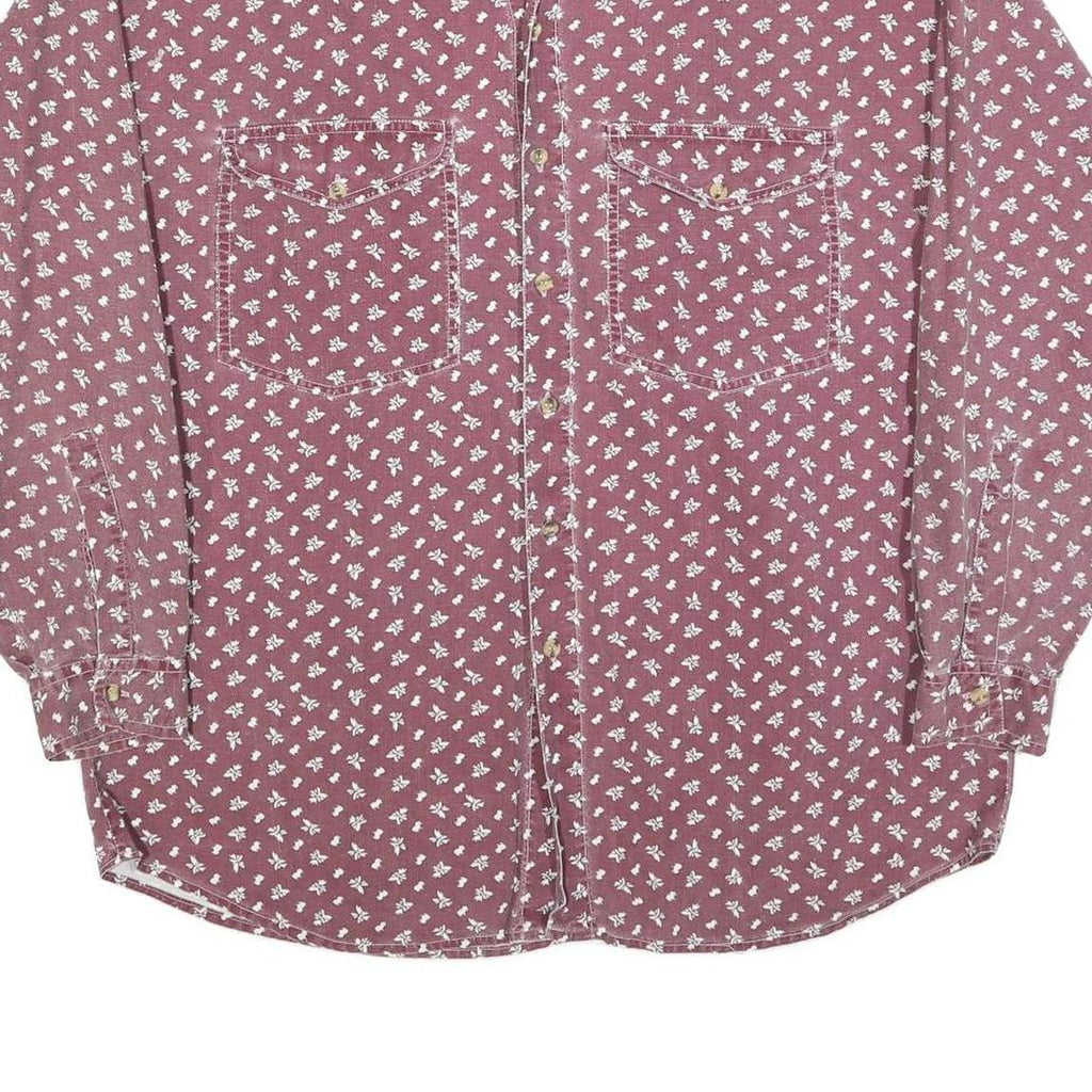 ALDO Mens Red & White Cotton Blend Shirt M Floral Pattern Long Sleeve Button
