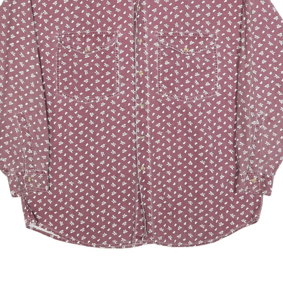 ALDO Mens Red & White Cotton Blend Shirt M Floral Pattern Long Sleeve Button